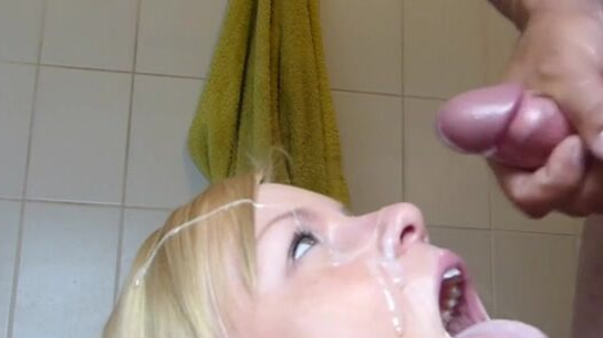 Husband Cums All Over His Wife's Face In The Bathroom!
