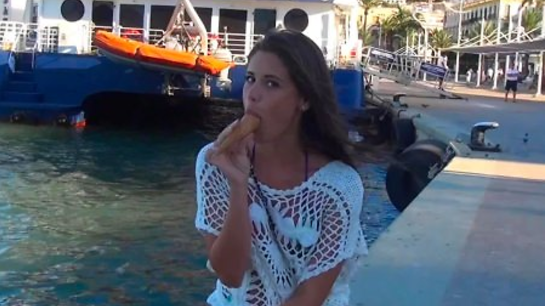 Cute Girl Sensually Licks Ice Cream While Her Boyfriend Films It!