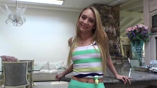 Blonde Sucks Dick Under The Table While He Talks To Her Dad!