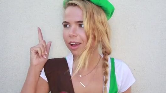 Candy Seller Flashes Perky Tits And Rides His Cock!