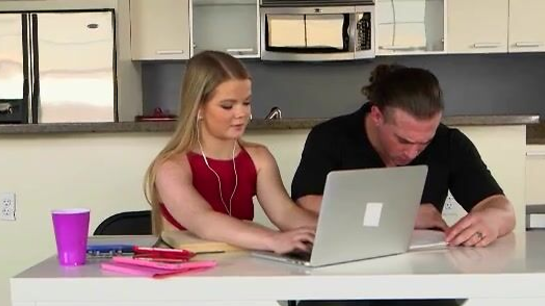Hairy Guy Pounds Hot Babe Doggy Style In The Kitchen!