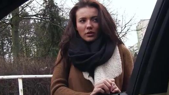 Horny College Girl Fucks Stranger In His BMW - Jeans Off Doggy Style!