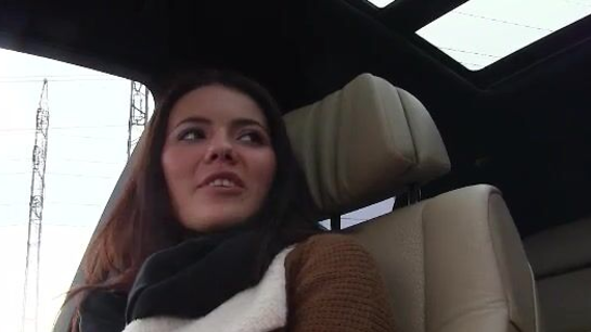 Horny College Girl Fucks Stranger In His BMW - Jeans Off Doggy Style!