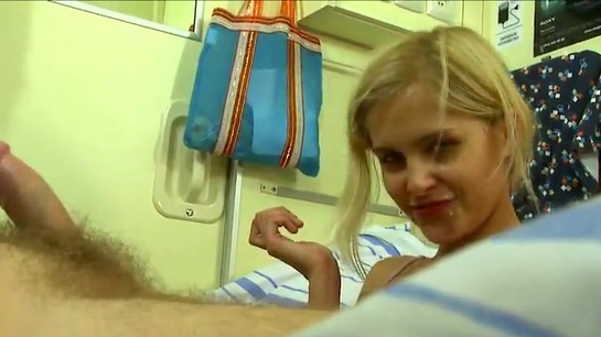 Petite Blonde And Boyfriend Fuck Quietly In The Train Cabin!