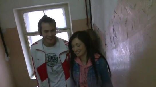 Adorable babe happily goes to a guy's apartment for hot gentle sex!