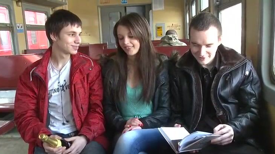 Two Students Pick Up Lonely Train Girl For Sex!