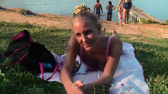 Lonely Girl Sunbathing On The Beach Got Picked Up And Fucked By Pros!