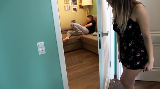 Stepsister Masturbates Watching Brother Jerk Off