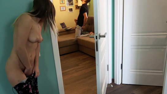 Stepsister Masturbates Watching Brother Jerk Off