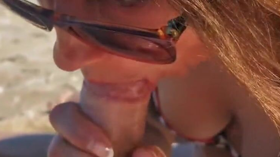 Wife Made Her Husband Cum While People Walked By On The Beach!