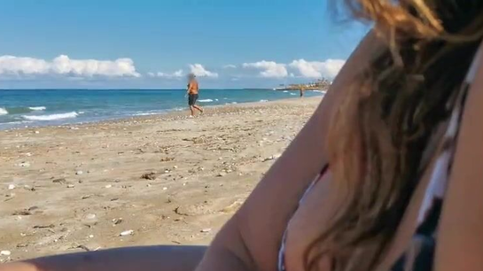Wife Made Her Husband Cum While People Walked By On The Beach!