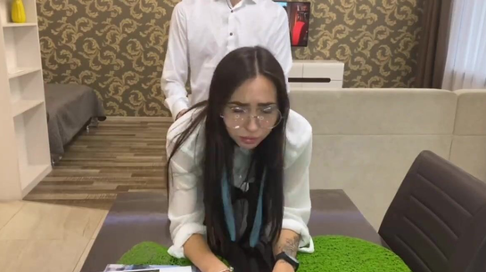 Hot Secretary Gets Fucked Doggy Style By Young Boss