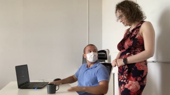 Mature Secretary Sucks Her Boss While Jealous Husband Waits At Home!