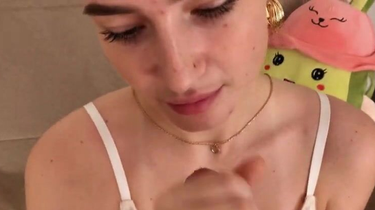 Horny Wife Sucks My Cock And Takes A Big Cumshot All Over Her Big Tits!