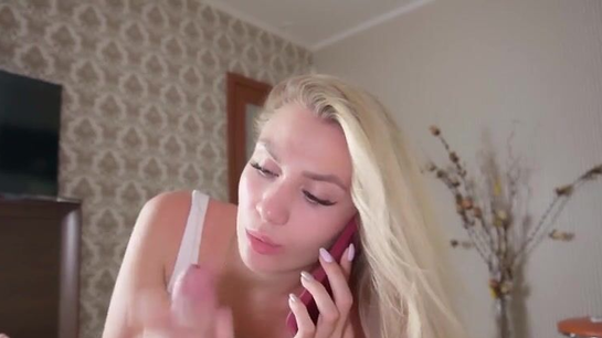 Stepson Fucks Young Stepmom While She Talks To His Dad On The Phone