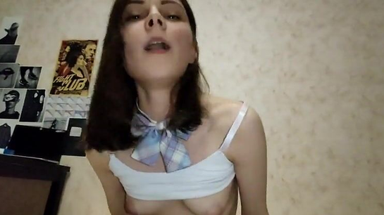 Cute Girl Rides His Cock Hard And Gets Facial Cumshot!