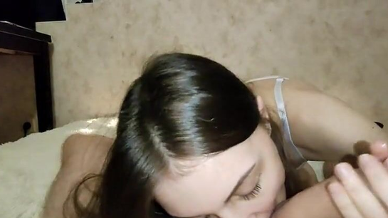 Cute Girl Rides His Cock Hard And Gets Facial Cumshot!