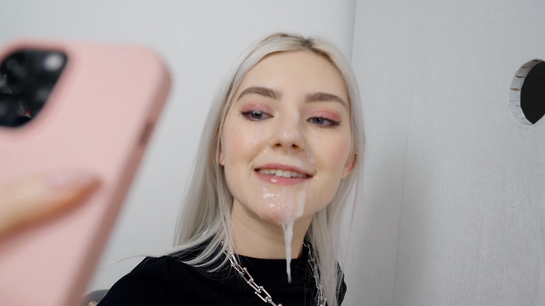 Sucked Glory Hole Cock And Posted Cum Facial Selfie For Instagram!