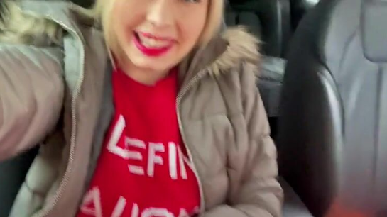 Horny Blonde Masturbates In Car Without Taking Off Her Jacket!