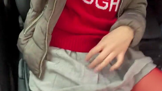 Horny Blonde Masturbates In Car Without Taking Off Her Jacket!