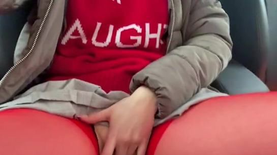 Horny Blonde Masturbates In Car Without Taking Off Her Jacket!