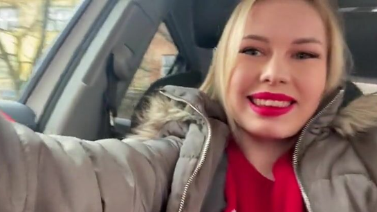 Horny Blonde Masturbates In Car Without Taking Off Her Jacket!