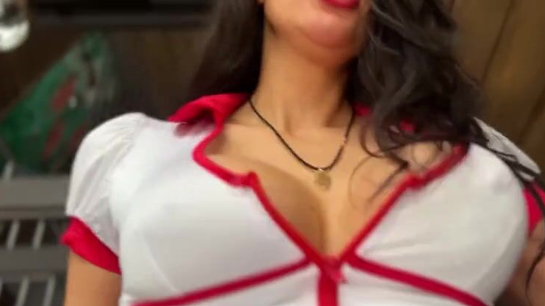 Busty MILF Nurse Takes Cum All Over Her Huge Tits!