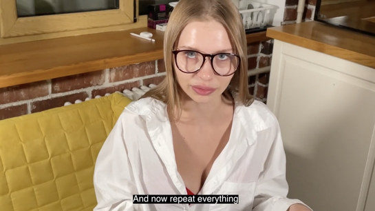 Young Russian Teacher Fucked Student & Took Cum On Glasses!