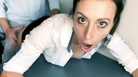Cheating Secretary Takes Boss's Big Cock At Work!