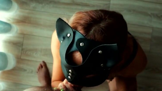 Russian MILF Sucks Cock In Mask Even Though Everyone Knows Her!