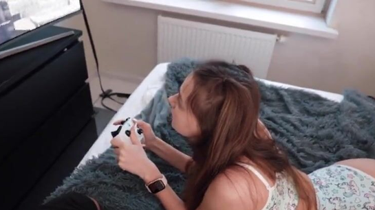 Girlfriend Plays Xbox While I Pound Her Pussy!