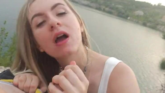 Hot Outdoor Blowjob With Amazing Quarry View!