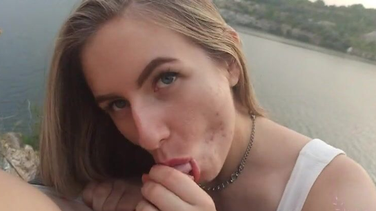 Hot Outdoor Blowjob With Amazing Quarry View!