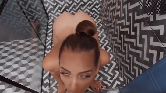 She Asked For A Towel Before Shower... First She Sucked His Cock!