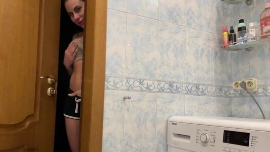 My Step Sister Spies On Me Taking A Shower!