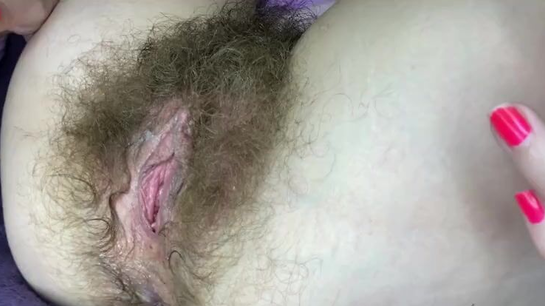 Super Hairy Dripping Wet Pussy Huge Clit Close-Up View!