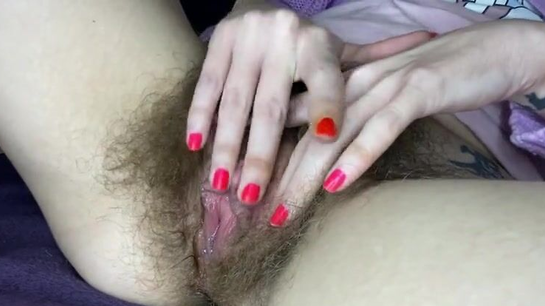 Super Hairy Dripping Wet Pussy Huge Clit Close-Up View!