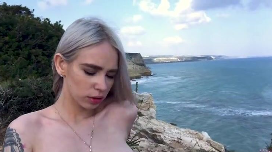 Blonde Plays With Tits And Pussy Ocean View!