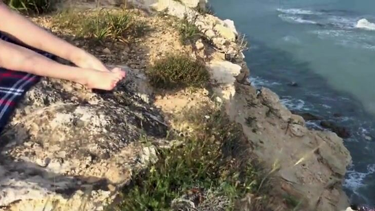 Blonde Plays With Tits And Pussy Ocean View!