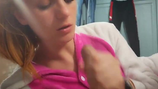 Cute Russian Babe Helped Boyfriend Cum Before Bed!