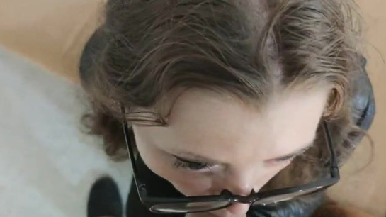 Nerdy Girl Sucked, Took Anal And Got Cum On Her Glasses!