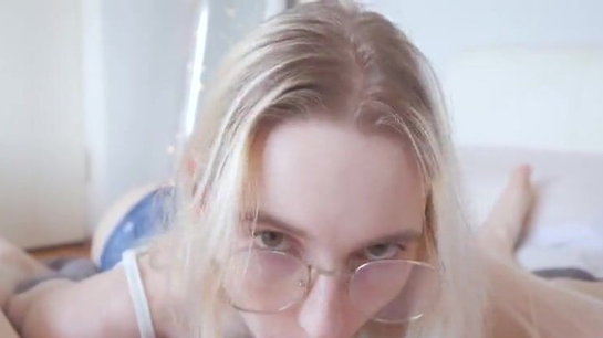Cute Blonde With Glasses Got Her Pussy Fucked To Orgasm!