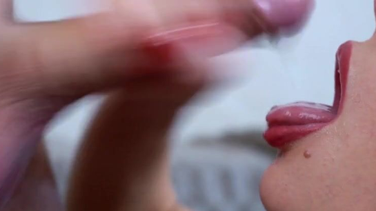 Close Up Deepthroat with Massive Cum Swallowing!