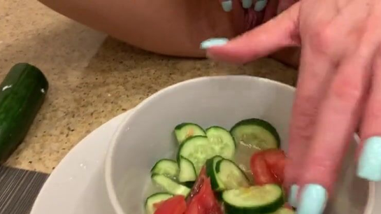 Mature MILF Squirt Everywhere While Making Salad in the Kitchen!