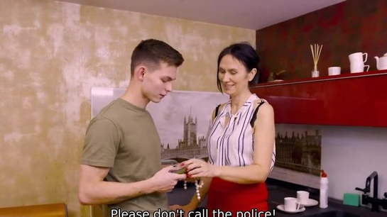 Mature Russian Woman With Hairy Pussy Fucked Him For His Silence!