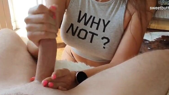 Hot Mom Jerks Him Off With Dirty Talk!