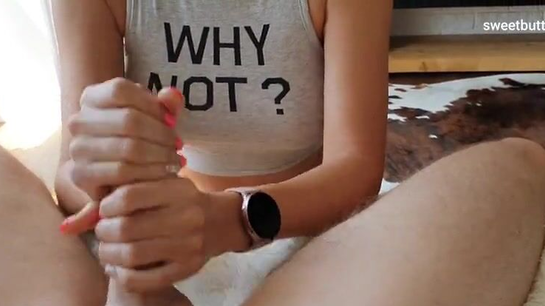 Hot Mom Jerks Him Off With Dirty Talk!