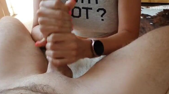 Hot Mom Jerks Him Off With Dirty Talk!
