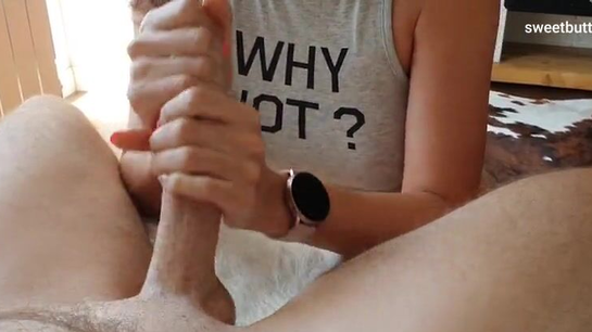 Hot Mom Jerks Him Off With Dirty Talk!
