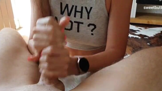 Hot Mom Jerks Him Off With Dirty Talk!